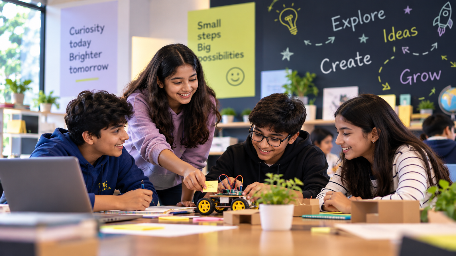 Students creating practical projects in the Niyo Innovator program